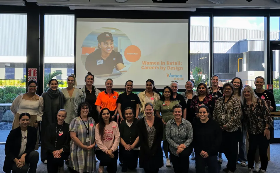 Women in Retail participants gathered in a Foodstuffs training room
